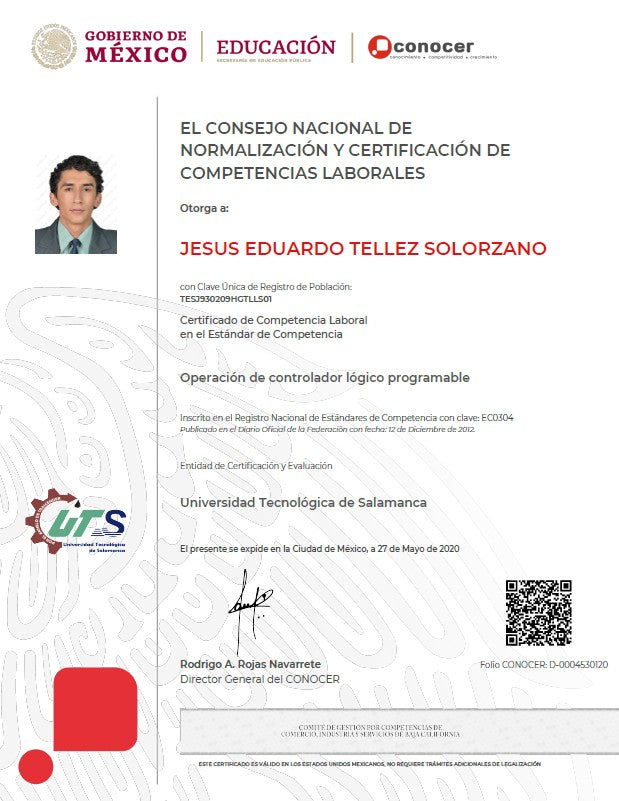 Proceso de certificación en el estandar EC0304 Operación de controlador lógico programable