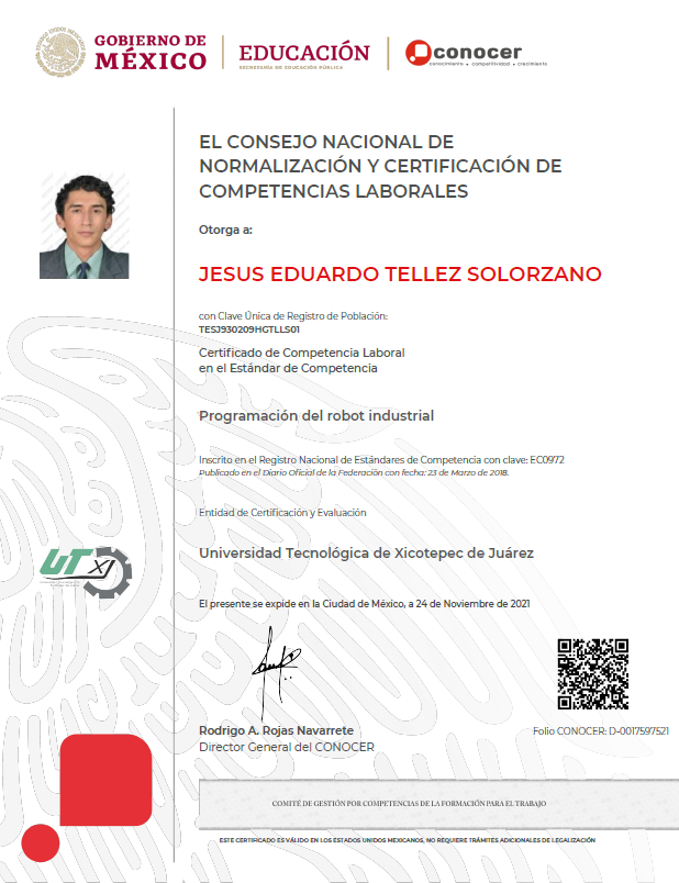 Proceso de certificación en el Estandar EC0972 Programación de Robot Industrial